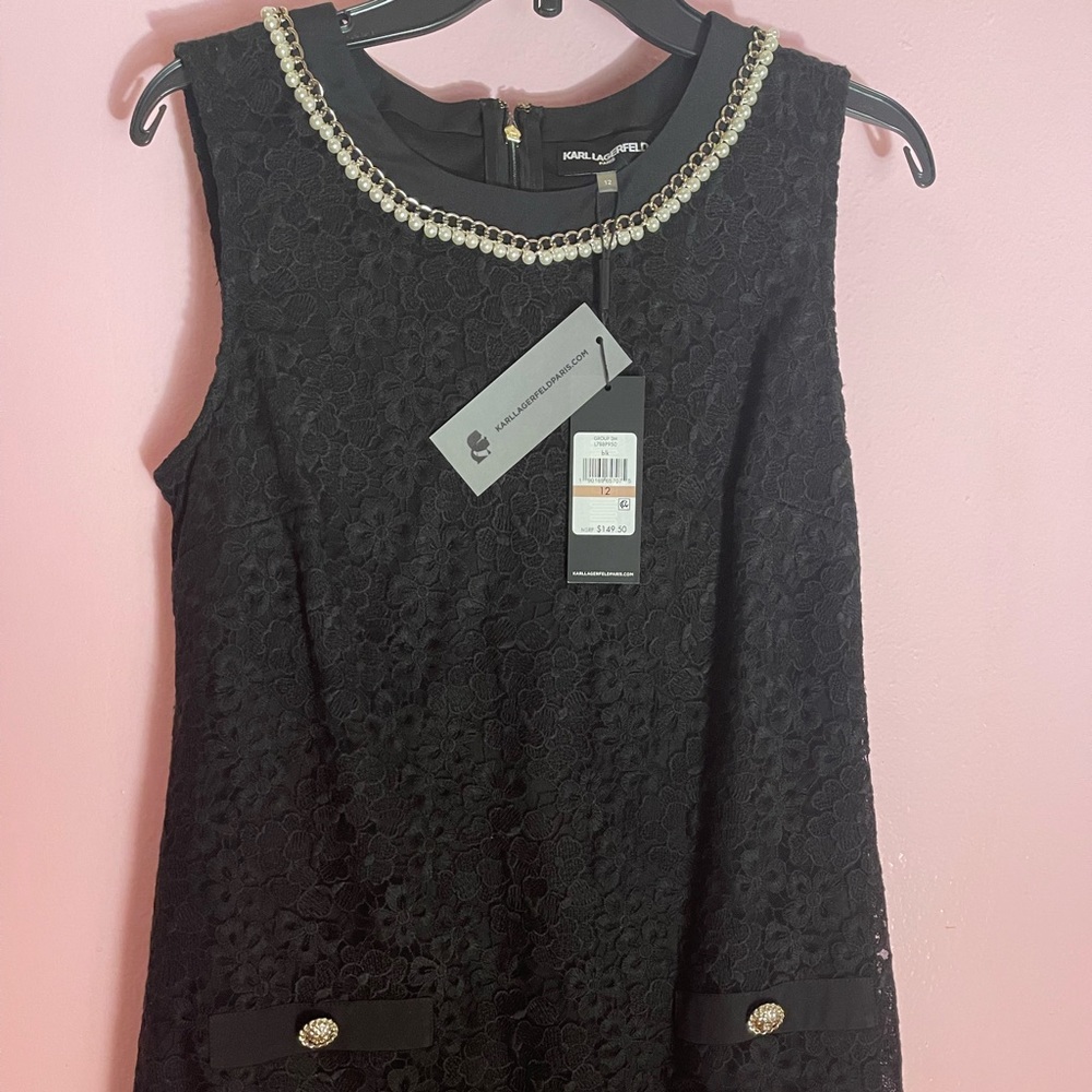 Brand New with tags black deess with fashion pearls Karl Lagerfeld dress